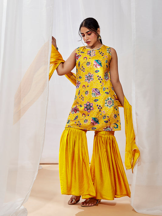 Women's Mustard Kurta Sharara Set