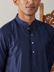 Men's Navy Blue Viscose Kurta