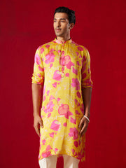 Men's Yellow Cotton blend Kurta