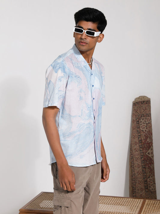 Men's Lavender Cotton Ethnic Shirt