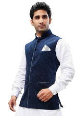 Men's Blue Velvet Nehru Jacket