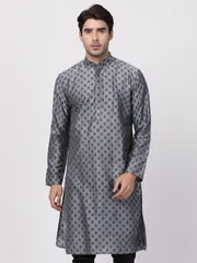 Men Grey Cotton Blend Kurta