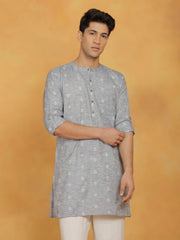 Men's Gray Cotton Kurta