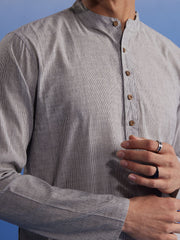 Men's Grey Pure Cotton Kurta