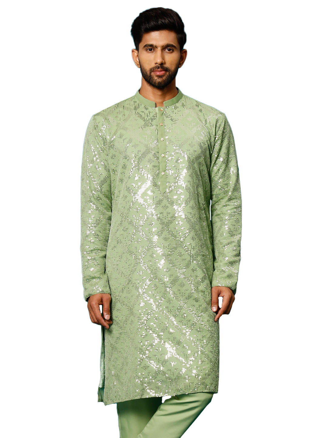 Men's Mint Green Georgette Kurta