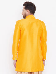 Men's Mustard Silk Blend Sherwani Only Top