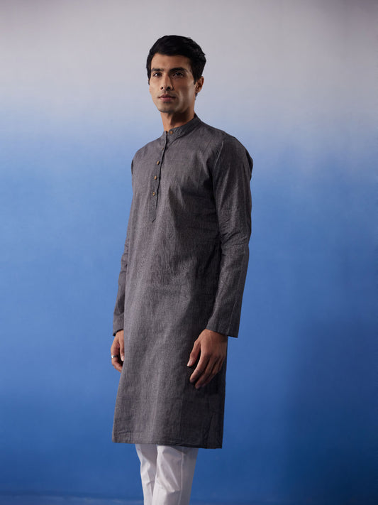 Men's Black Pure Cotton Kurta