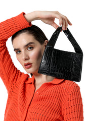 Women's The Frivola Croc Hand Bag - Onyx Black