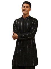 Men's Black Viscose Kurta