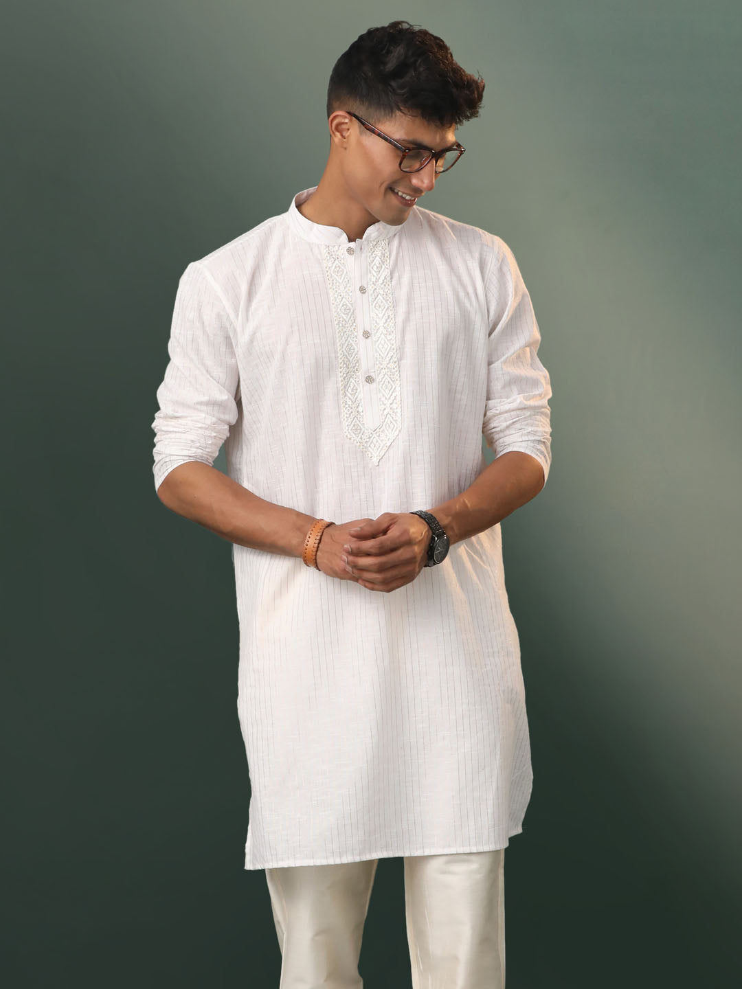 Men's White Cotton Kurta