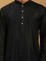 Men's Black Viscose Kurta, Pyjama & Dupatta Set