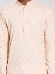 Men's Peach Rayon Kurta