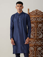 Men's Navy Blue Viscose Kurta