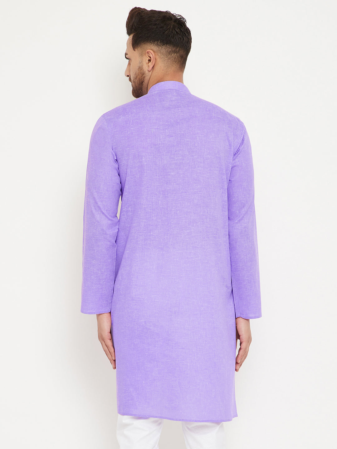 Men's Purple Cotton Blend Kurta