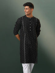 Men's Black Cotton Kurta