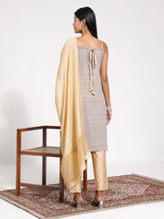 Women's Grey And Rose Gold Kurta Set