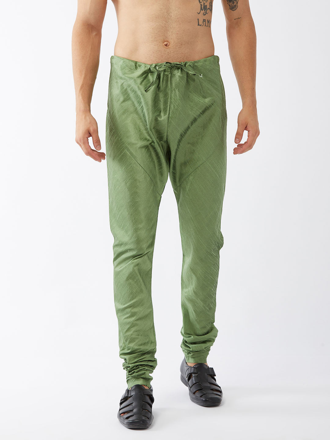 Men's Light Green Silk Blend Pyjama