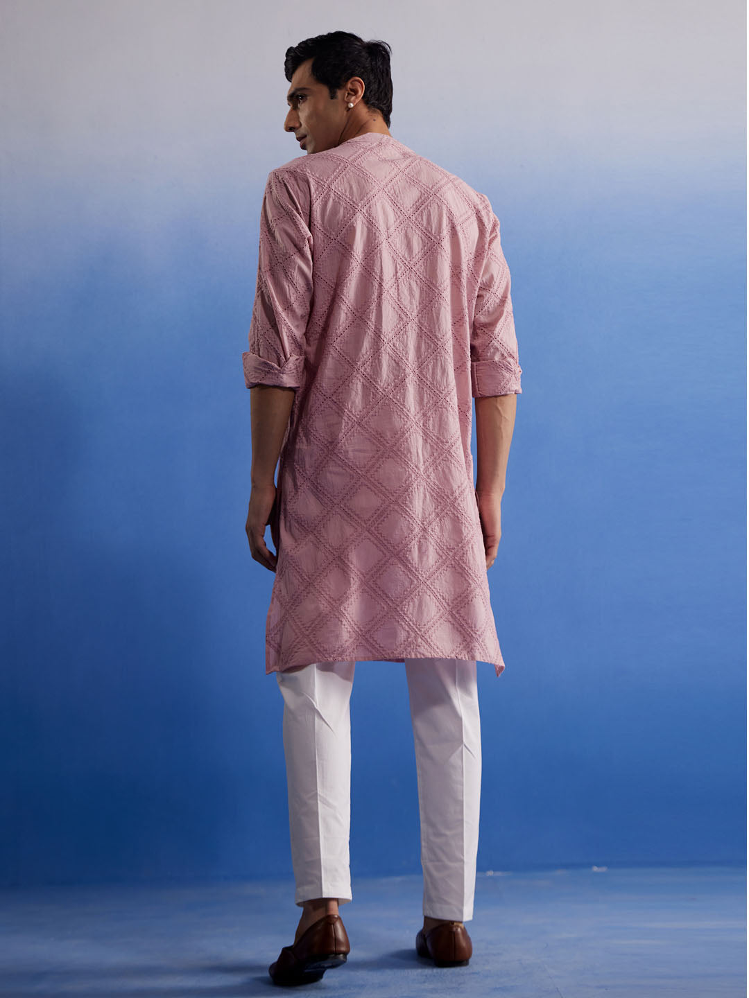 Men's Pink Cotton Kurta Pyjama Set