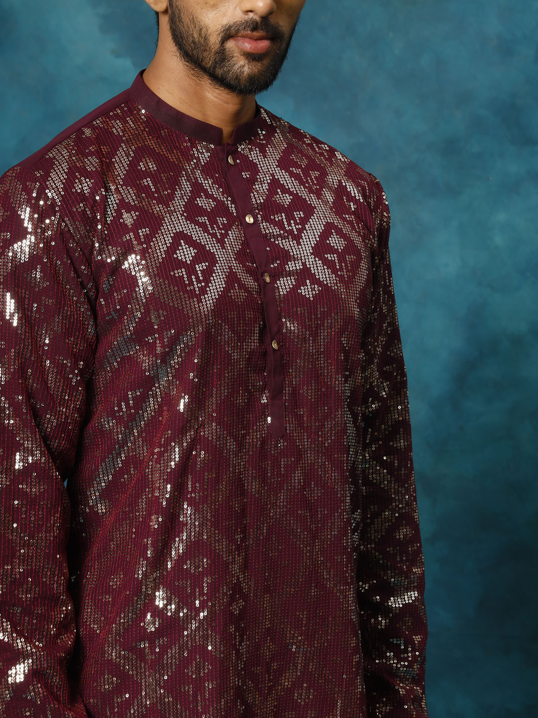 Men's Purple Georgette Kurta