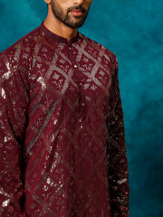 Men's Purple Georgette Kurta