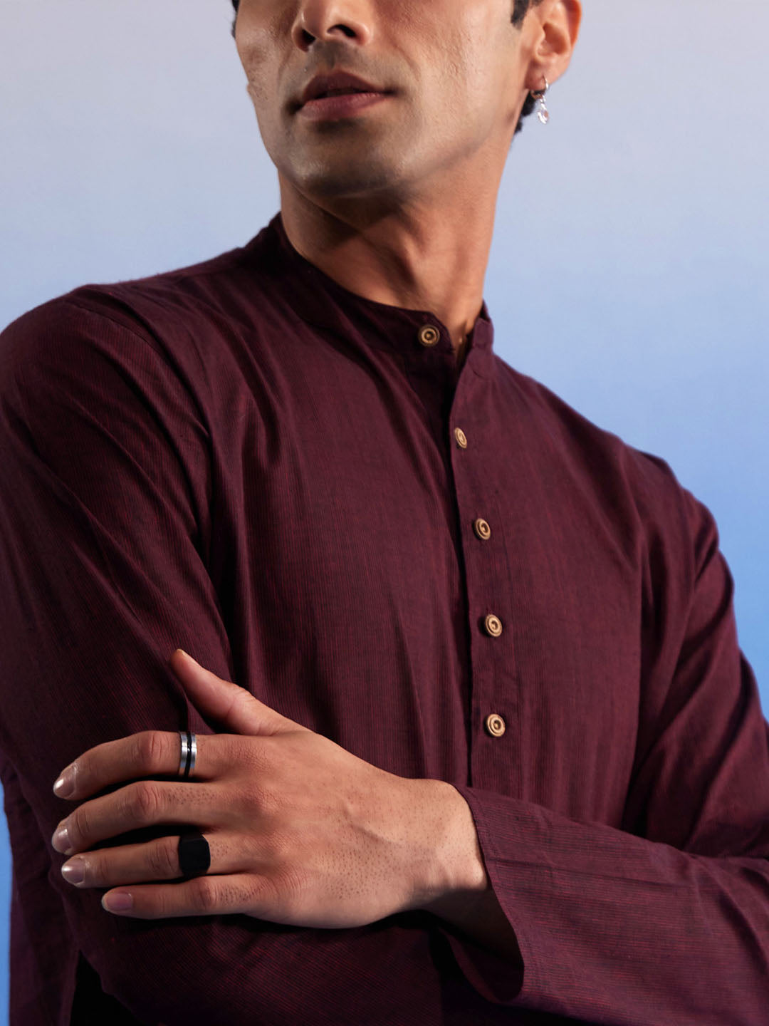 Men's Maroon Pure Cotton Kurta