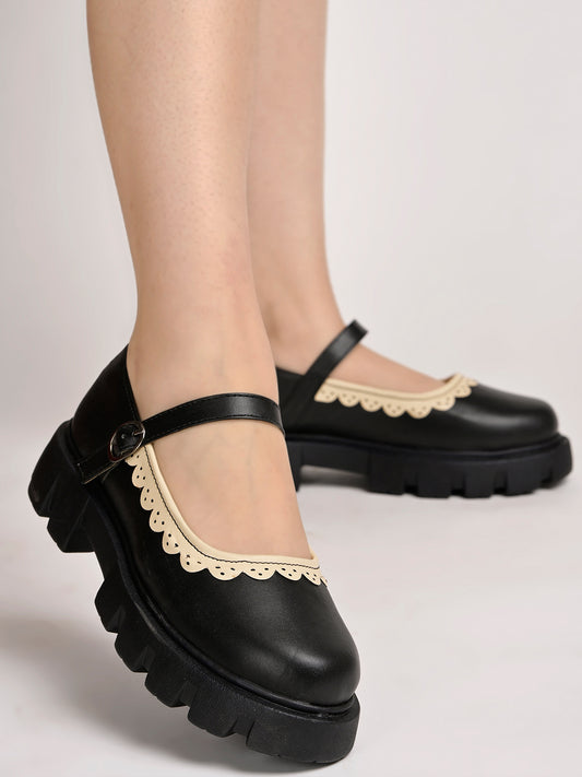 Shoetopia Round Toe Black Mary Janes Bellies For Women & Girls