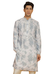 Men's Gray Cotton Blend Kurta