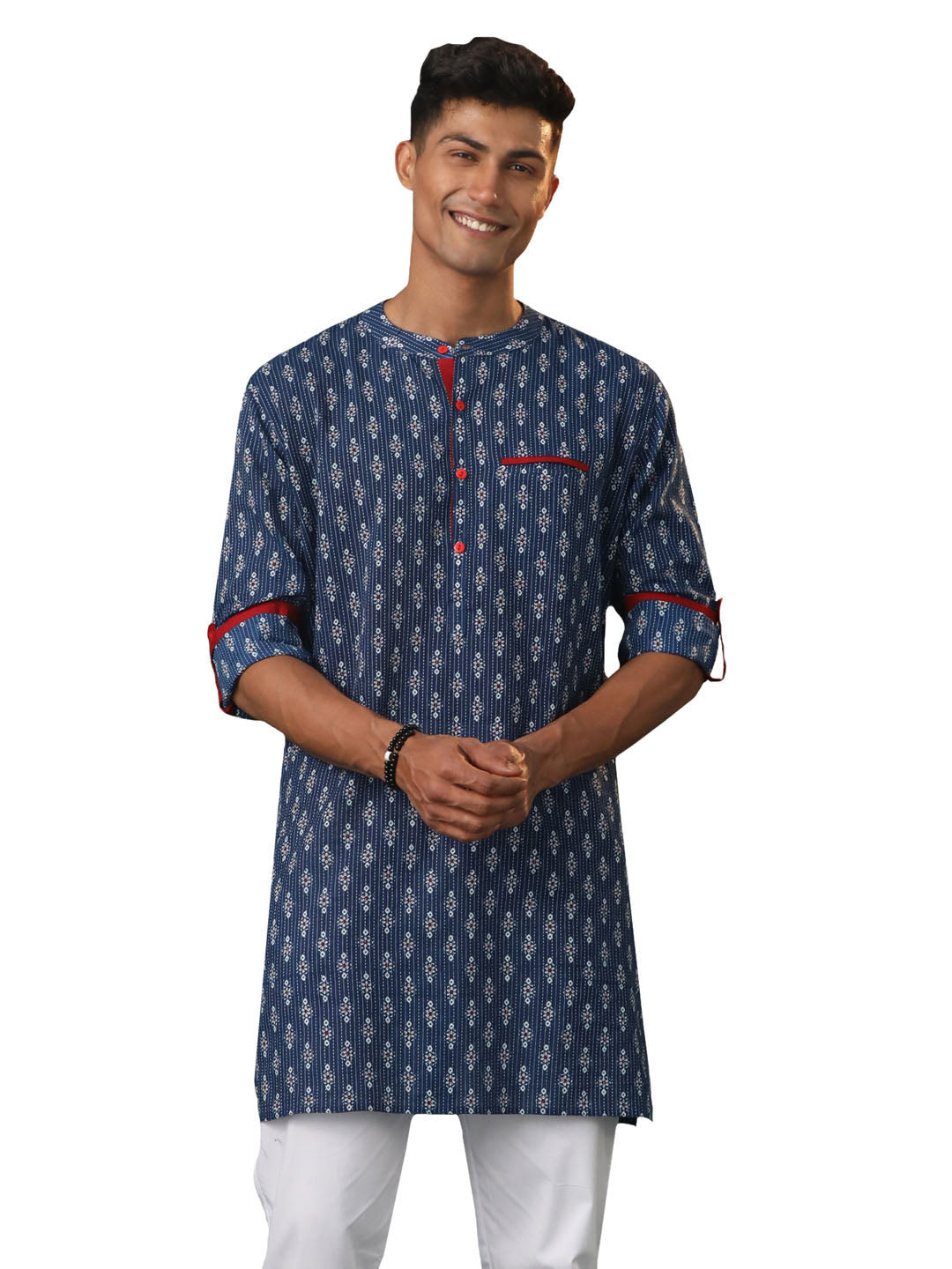 Men's Navy Blue Cotton Kurta