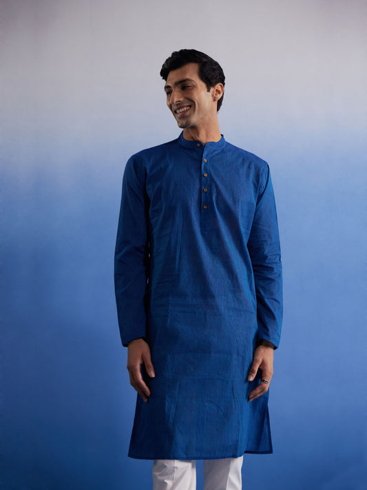 Men's Blue Pure Cotton Kurta