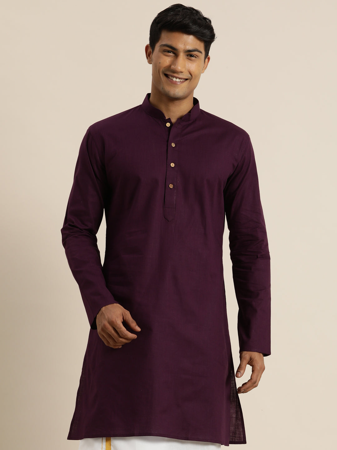 Men's Purpe Cotton Kurta