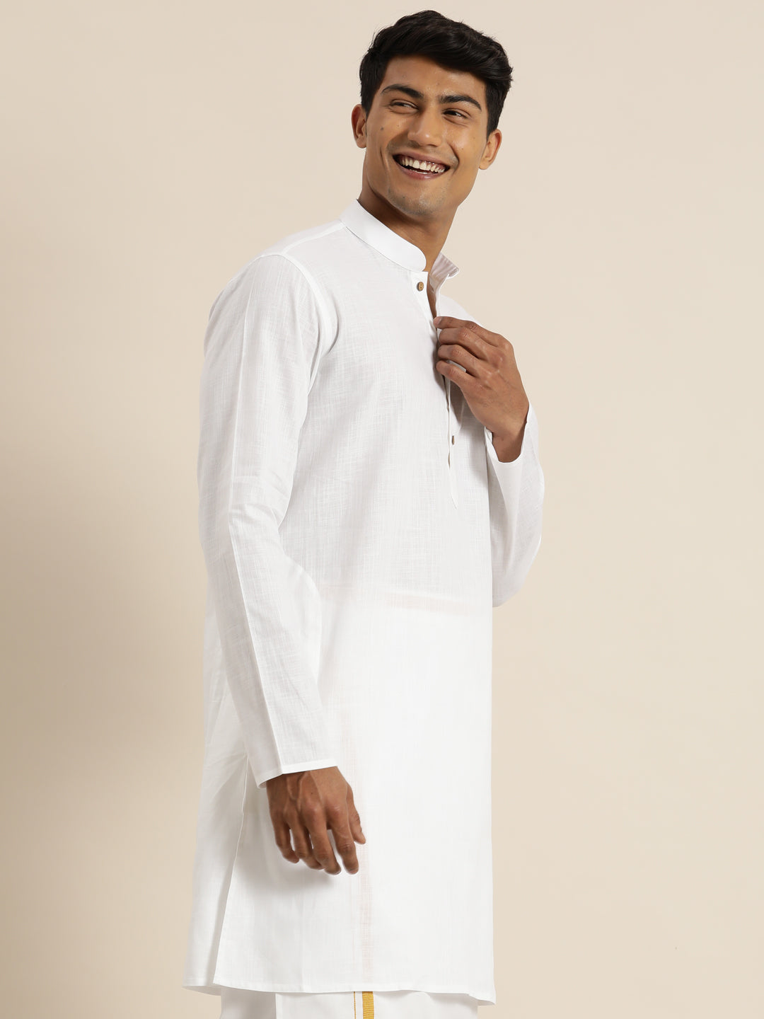 Men's White Cotton Kurta