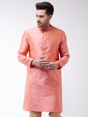 Men's Pink Silk Blend Kurta