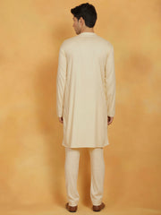 Men's Cream Linen Cotton Kurta And Pyjama Set