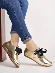 Shoetopia Smart Casual Golden Sneakers For Women & Girls