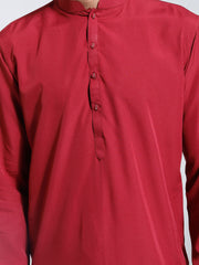 Men's Maroon Crepe Kurta