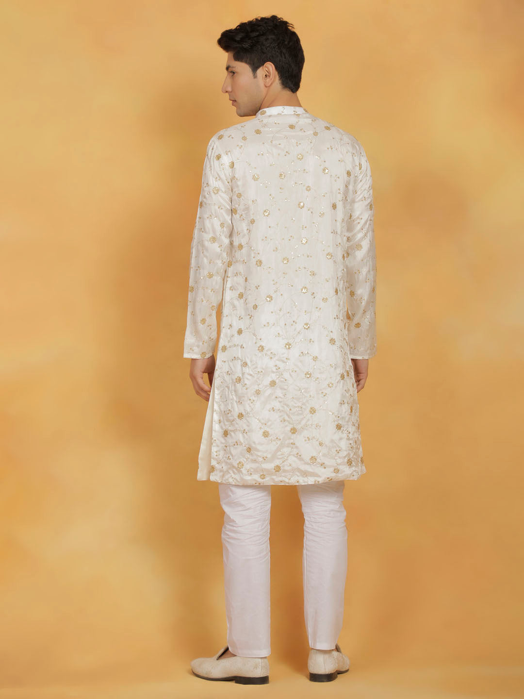 Men's White Viscose Kurta And Pyjama Set