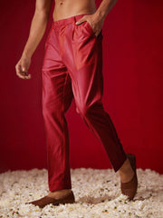 Men's Maroon Viscose Pant Style Pyjama