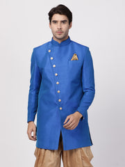 Men's Blue Silk Blend Sherwani Only Top