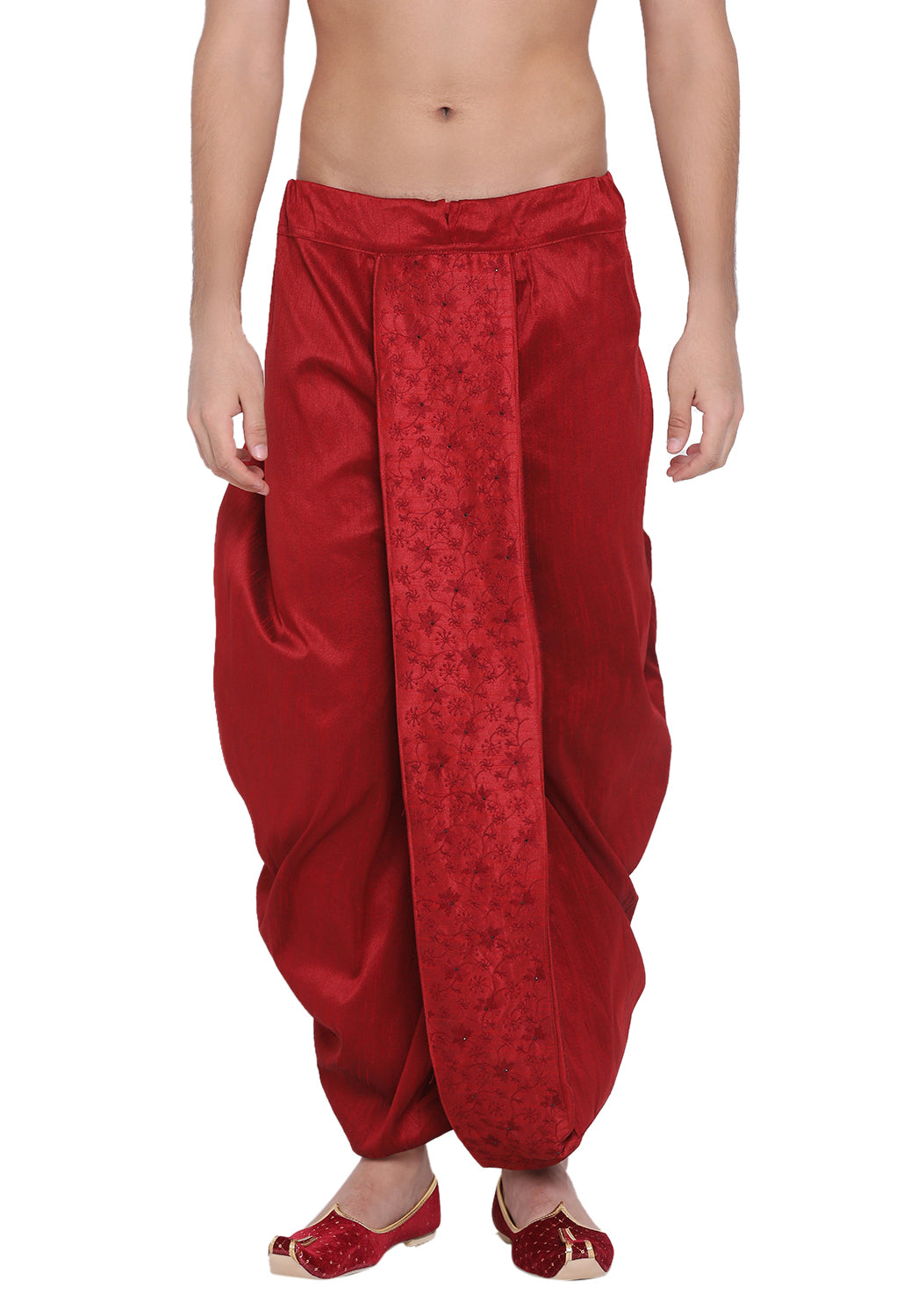 Men's Maroon Silk Blend Dhoti