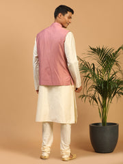 Men's Onion Viscose Jacket, Kurta and Pyjama Set