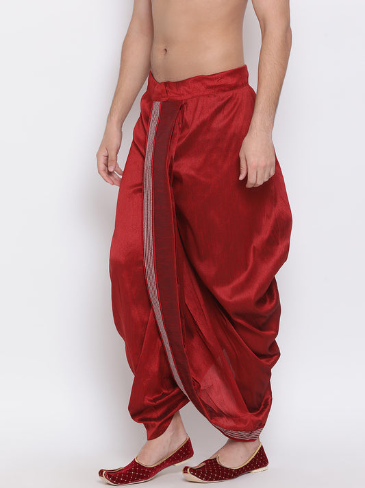 Men's Maroon Silk Blend Dhoti