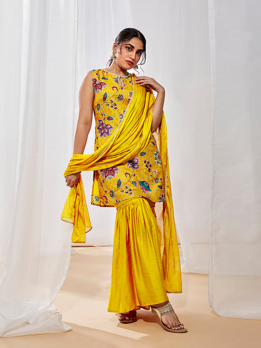 Women's Mustard Kurta Sharara Set