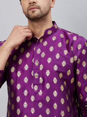 Men's Purple Silk Blend Kurta