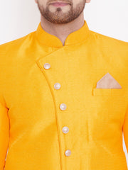 Men's Mustard Silk Blend Sherwani Only Top