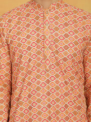 Men's Orange Maslin Kurta