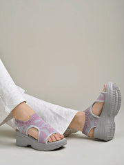 Shoetopia Lightweight Comfortable Daily Wear & Trendy Flatforms Grey Sandals for Women & Girls