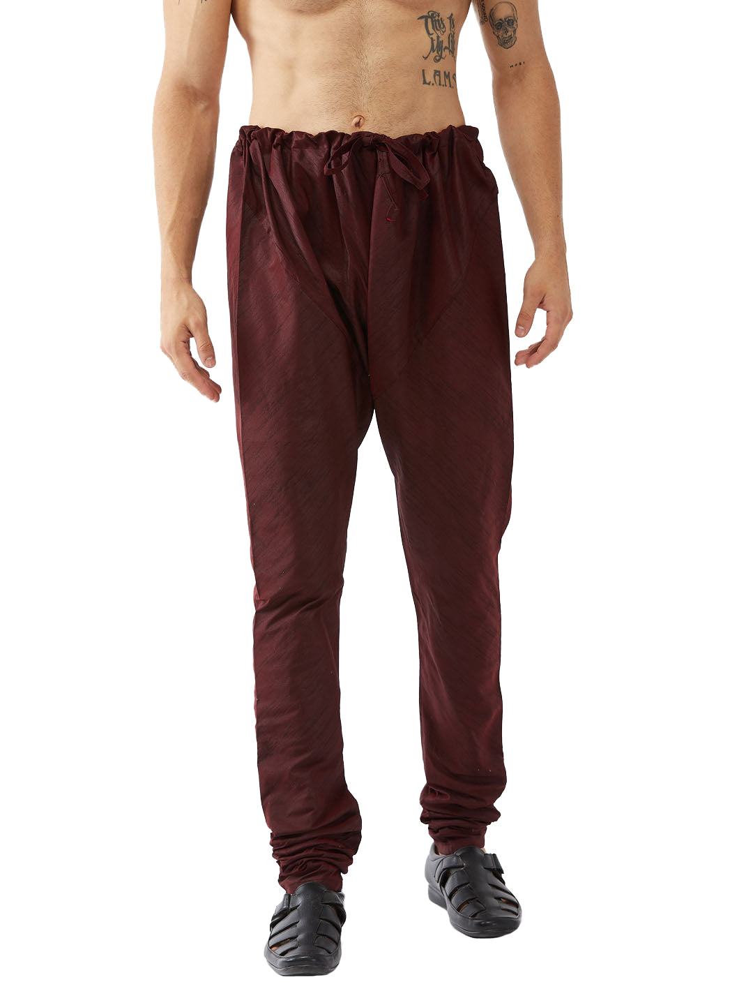 Men's Wine Silk Blend Pyjama