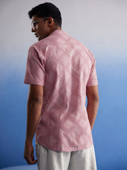 Men's Pink Cotton Ethnic Shirt