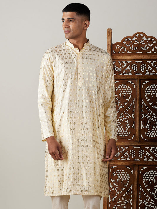 Men's Gold Viscose Kurta