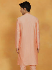 Men's Peach Viscose Kurta